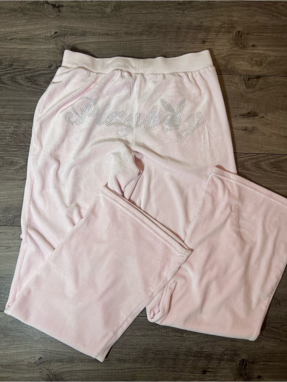 PLAYBOY Pale Pink Velour Lounge Pants M